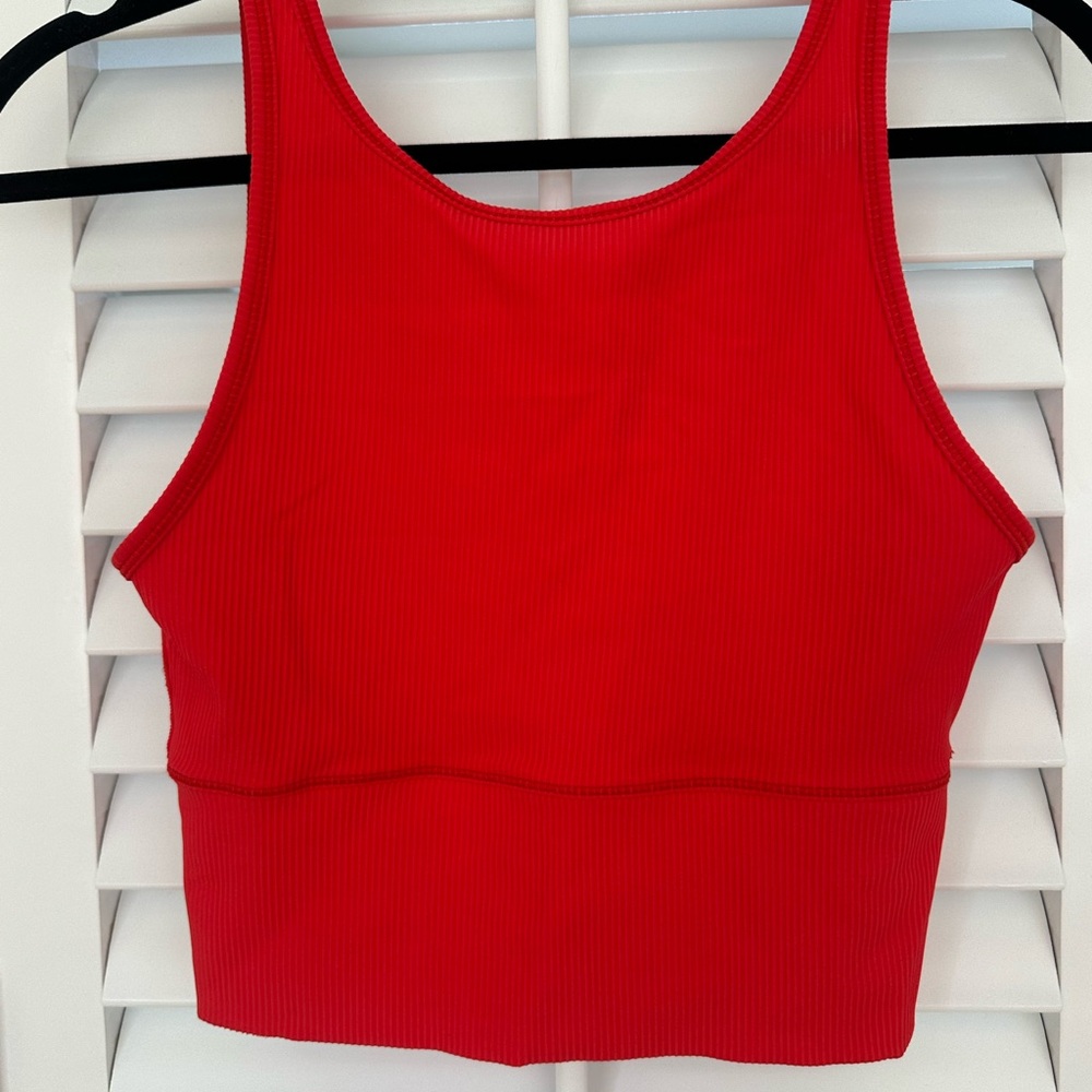Lululemon Ribbed Red Tank Crop Top, Size Small